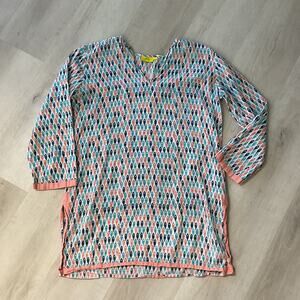 Roller Rabbit Modern Style Pattern Womens Size M Shoal Of Fish Colorful Shirt